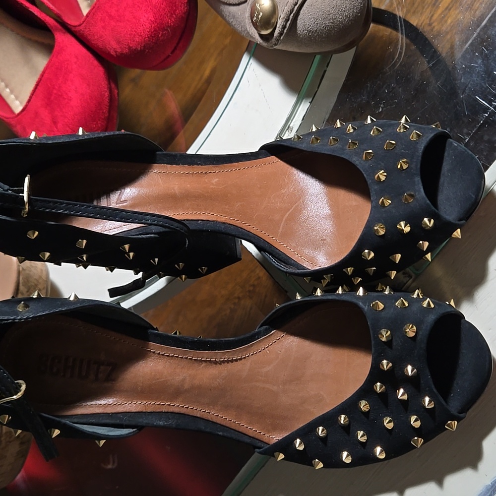 Shutz studded  chunky heel shoes